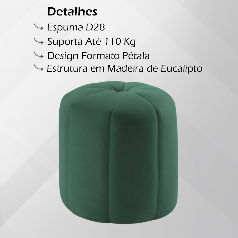 Puff Puf Para Sala P09 Veludo Verde Dmobiliario