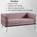 Sofa 2 Lug Base Aço Preto 135 cm 2064X2 Veludo Rosa Dmobiliario