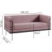 Sofa 2 Lug Base Aço Preto 135 cm 2064X2 Veludo Rosa Dmobiliario