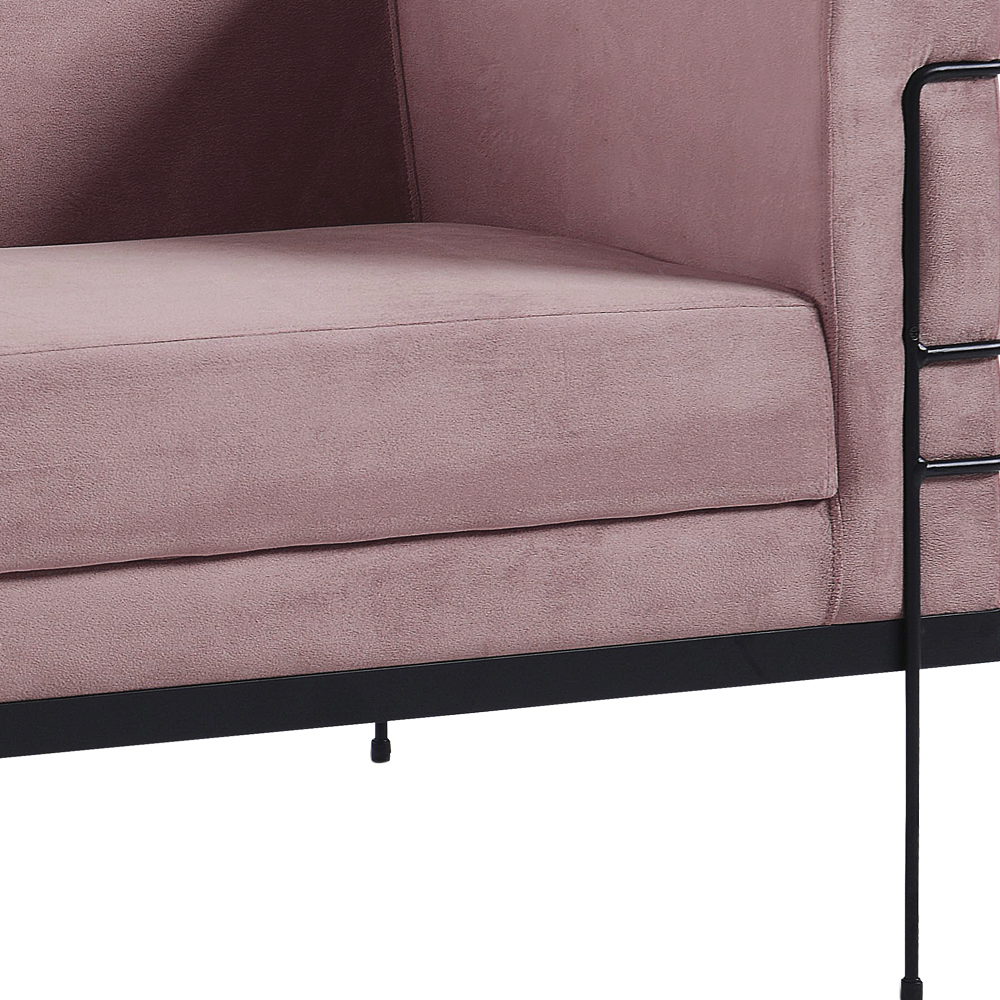 Sofa 2 Lug Base Aço Preto 135 cm 2064X2 Veludo Rosa Dmobiliario