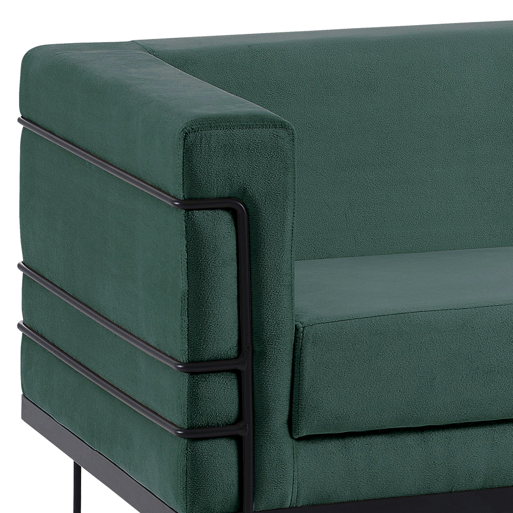 Sofa 2 Lug Base Aço Preto 135 cm 2064X2 Veludo Verde Dmobiliario