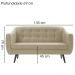 Sofa 2 Lug Pes Tabaco 135 cm 7017 Linho Bege Dmobiliario