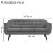 Sofa 3 Lug Pes Tabaco 175 cm 7019 Linho Cinza Dmobiliario