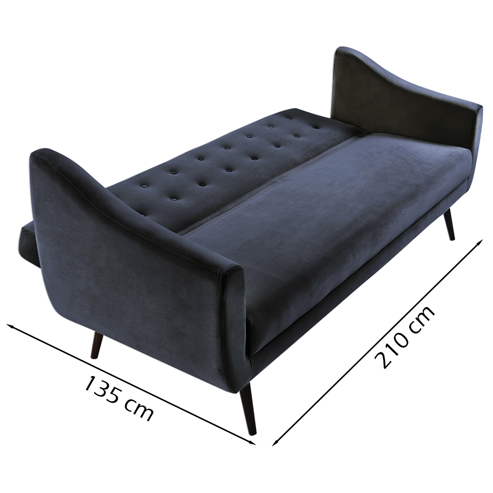 Sofa Cama 3 Lug Pes Tabaco 210 cm 7019X1 Veludo Azul Marinho Dmobiliario