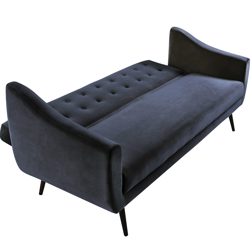 Sofa Cama 3 Lug Pes Tabaco 210 cm 7019X1 Veludo Azul Marinho Dmobiliario
