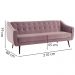 Sofa Cama 3 Lug Pes Tabaco 210 cm 7019X1 Veludo Rosa Dmobiliario
