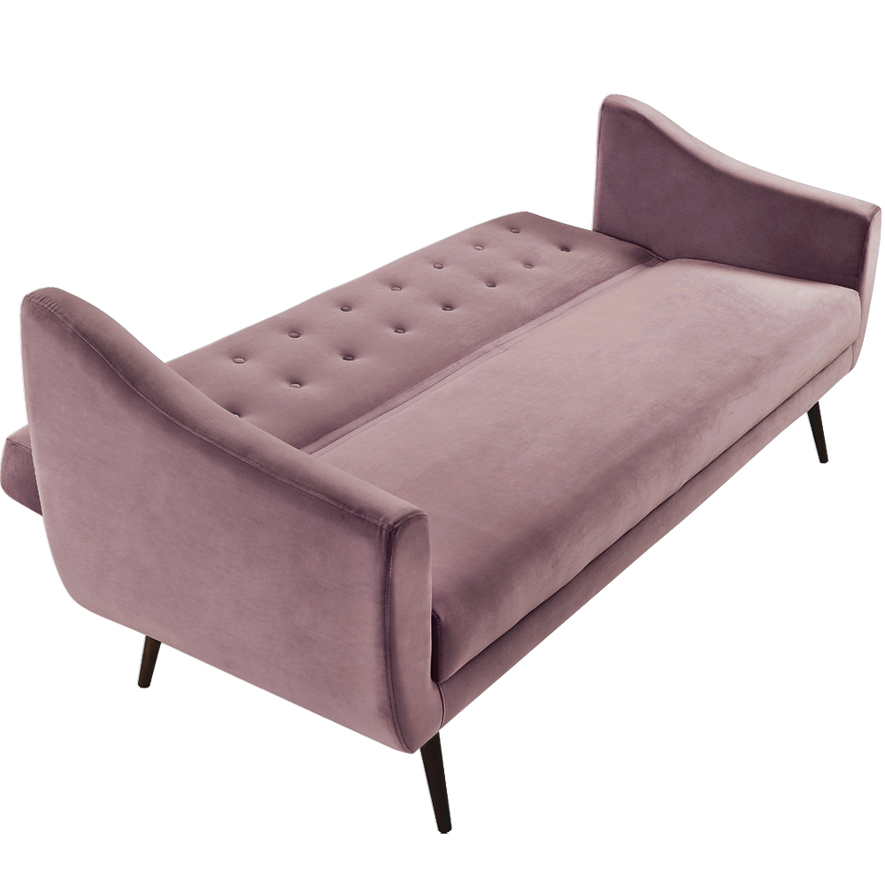 Sofa Cama 3 Lug Pes Tabaco 210 cm 7019X1 Veludo Rosa Dmobiliario
