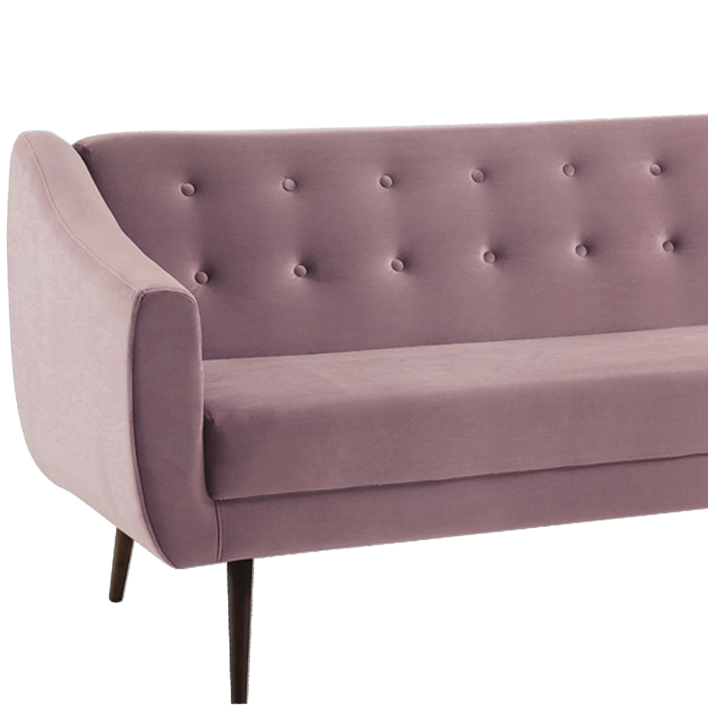 Sofa Cama 3 Lug Pes Tabaco 210 cm 7019X1 Veludo Rosa Dmobiliario