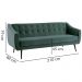 Sofa Cama 3 Lug Pes Tabaco 210 cm 7019X1 Veludo Verde Dmobiliario