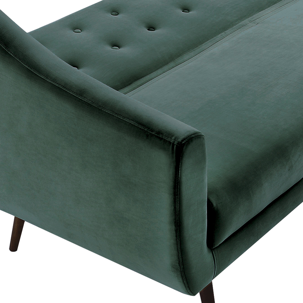 Sofa Cama 3 Lug Pes Tabaco 210 cm 7019X1 Veludo Verde Dmobiliario