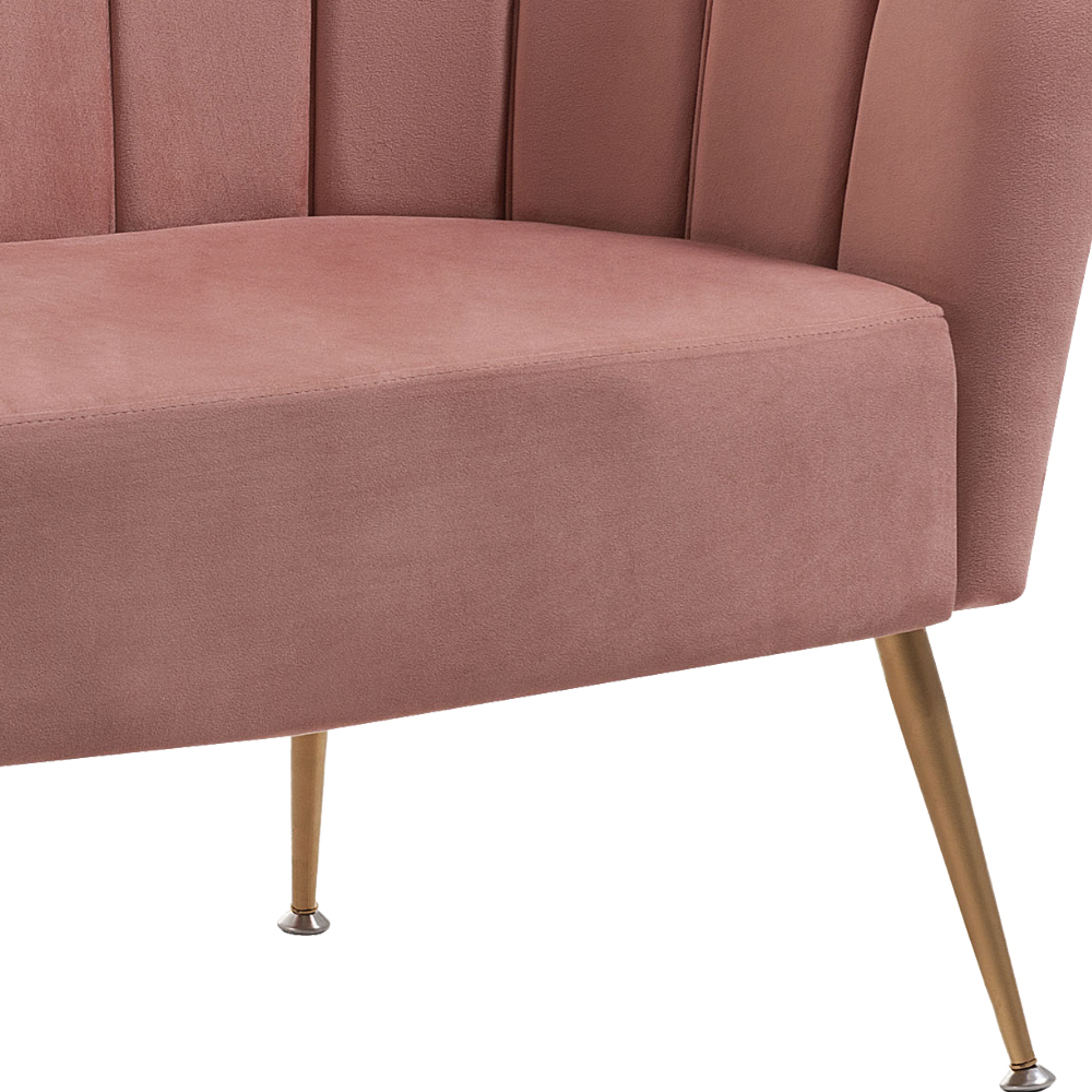 Sofa Namoradeira 2 Lug 135 cm Aço Dourado 7050 Veludo Rosa Dmobiliario