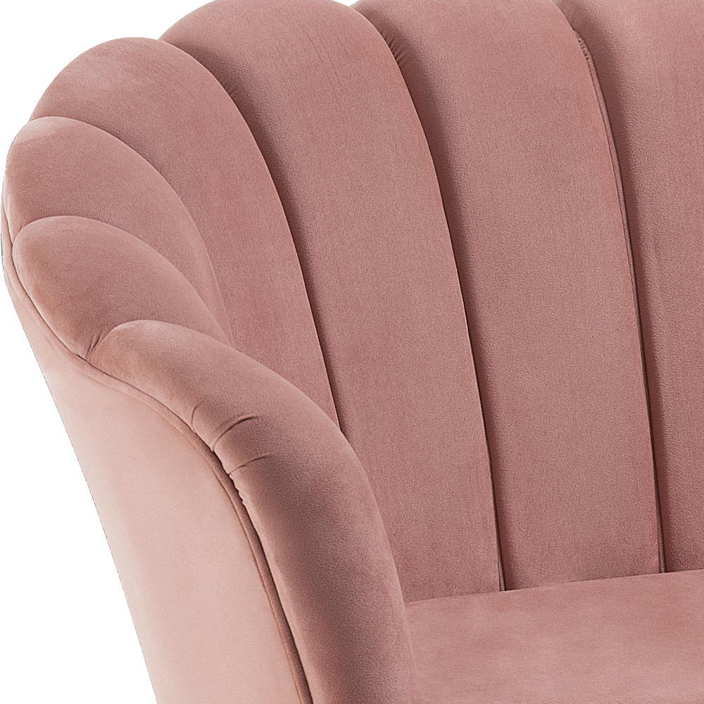 Sofa Namoradeira 2 Lug 135 cm Aço Dourado 7050 Veludo Rosa Dmobiliario