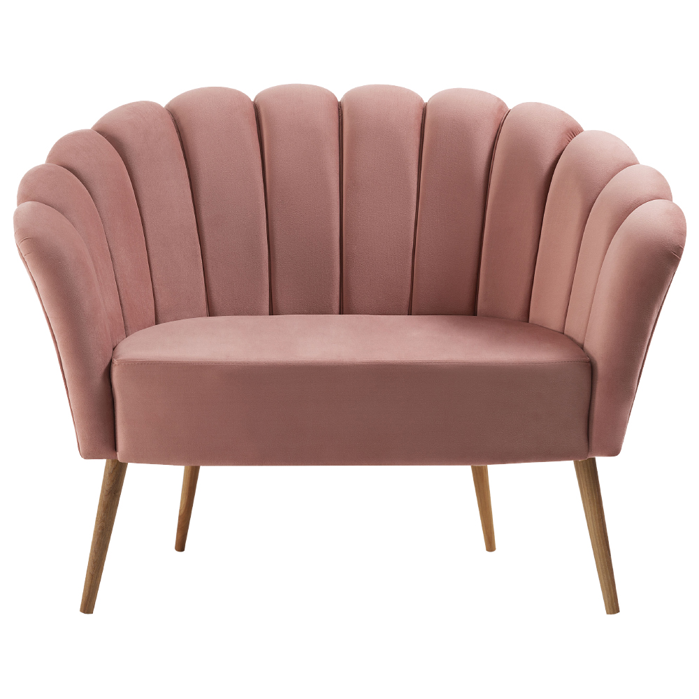 Sofa Namoradeira 2 Lug 135 cm Pes Tauari 7050 Veludo Rosa Dmobiliario