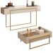Aparador E Mesa Centro Kika Pes Metal Off White Dourado DJ MOVEIS