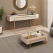 Aparador E Mesa Centro Kika Pes Metal Off White Dourado DJ MOVEIS