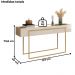 Aparador Tampo Espelhado 137 cm Pes Metal Kika Off White Dourado DJ MOVEIS