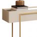 Aparador Tampo Espelhado 137 cm Pes Metal Kika Off White Dourado DJ MOVEIS