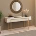 Aparador Tampo Espelhado 137 cm Pes Metal Kika Off White Dourado DJ MOVEIS