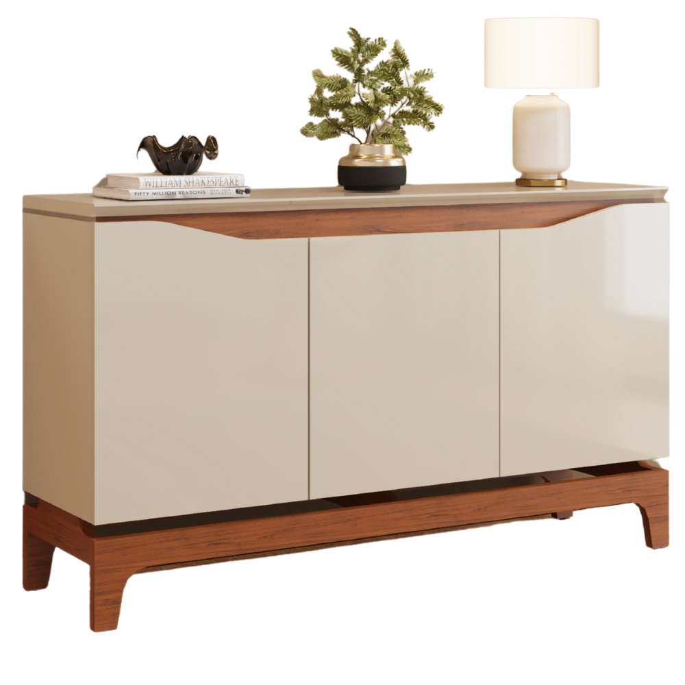 Balcao Buffet 3 Portas 136 cm Joile Freijo Off White DJ MOVEIS