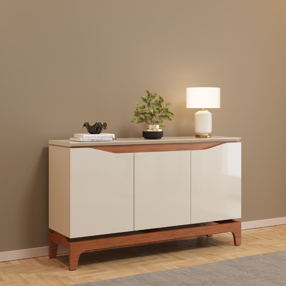 Balcao Buffet 3 Portas 136 cm Joile Freijo Off White DJ MOVEIS