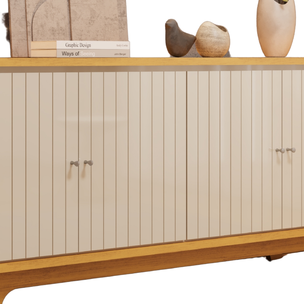 Balcao Buffet 4 Portas 180 cm Soleil Cedro Off White DJ MOVEIS