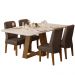 Conj Sala Jantar 170x90 Freijo Off White Veludo Moca DJ Moveis