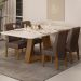 Conj Sala Jantar 170x90 Freijo Off White Veludo Moca DJ Moveis