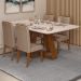 Conj Sala Jantar 170x90 Kiya Freijo Off White Veludo Kraft DJ Moveis