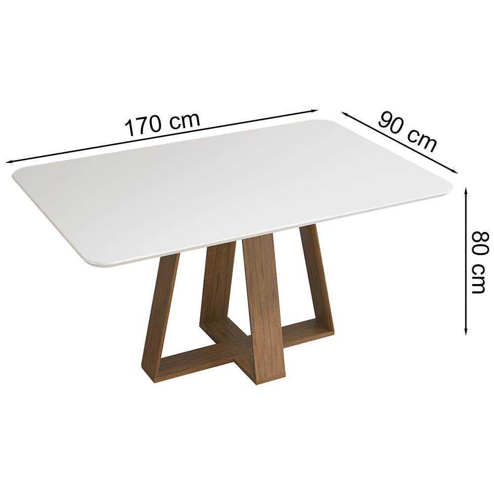 Conj Sala Jantar 170x90 Kiya Freijo Off White Veludo Kraft DJ Moveis