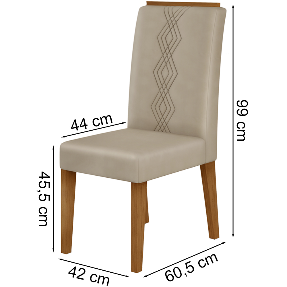 Conj Sala Jantar 170x90 Kiya Freijo Off White Veludo Kraft DJ Moveis