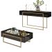 Conjunto Aparador e Mesa de Centro Espelhada Suri Preto Gloss - DJ Móveis