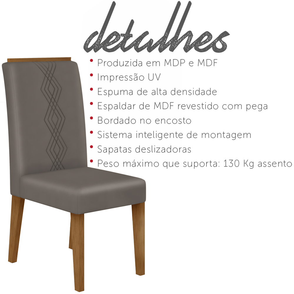 Kit 2 Cadeiras De Jantar 27658 Freijo Veludo Lunar DJ Moveis
