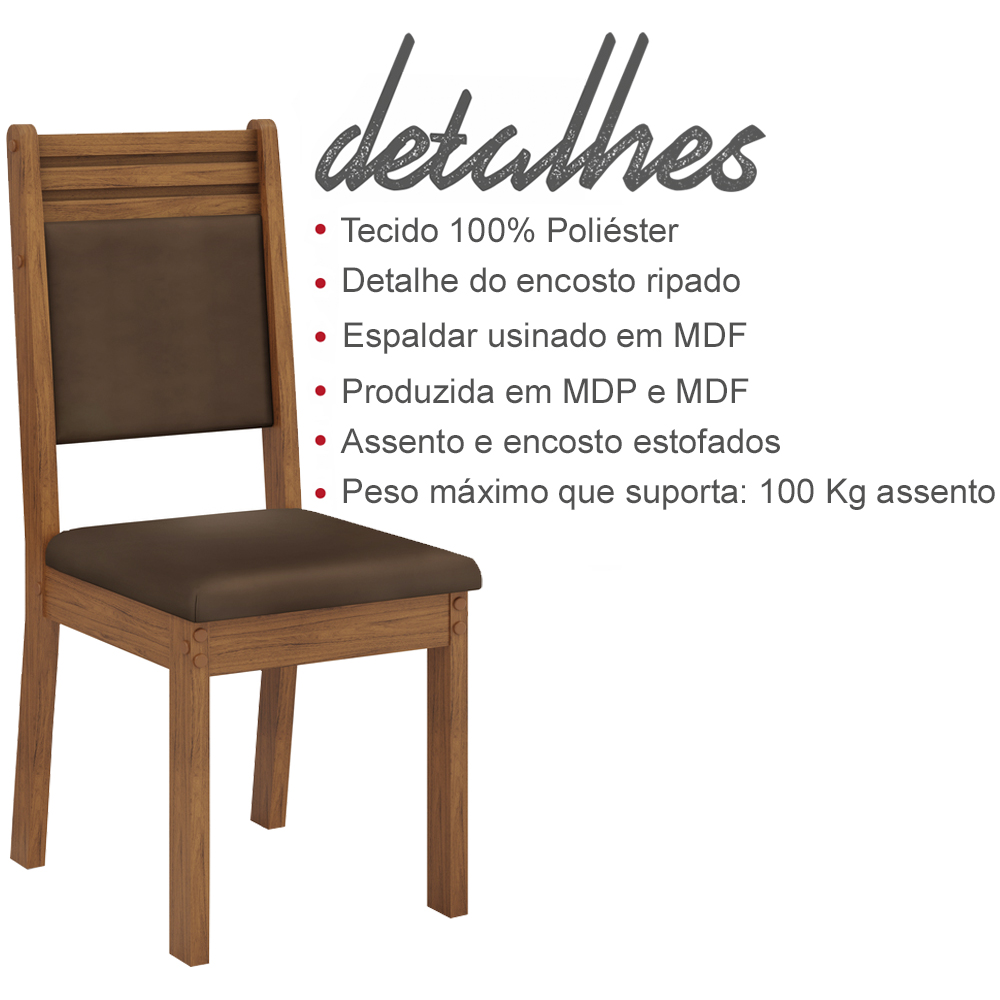 Kit 2 Cadeiras De Jantar 31100 Freijo Veludo Moca DJ Moveis