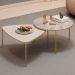 Kit 2 Mesas Centro Lina Cleia Pés Metal Off White Quartzo DJ MOVEIS