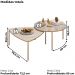 Kit 2 Mesas Centro Lina Cleia Pés Metal Off White Quartzo DJ MOVEIS