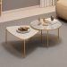 Kit 2 Mesas Centro Lina Cleia Pés Metal Off White Quartzo DJ MOVEIS