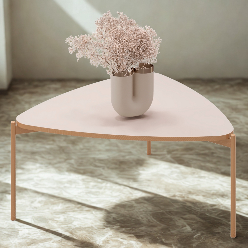 Mesa De Centro Lina 77 cm Pes Metal Off White Dourado DJ MOVEIS
