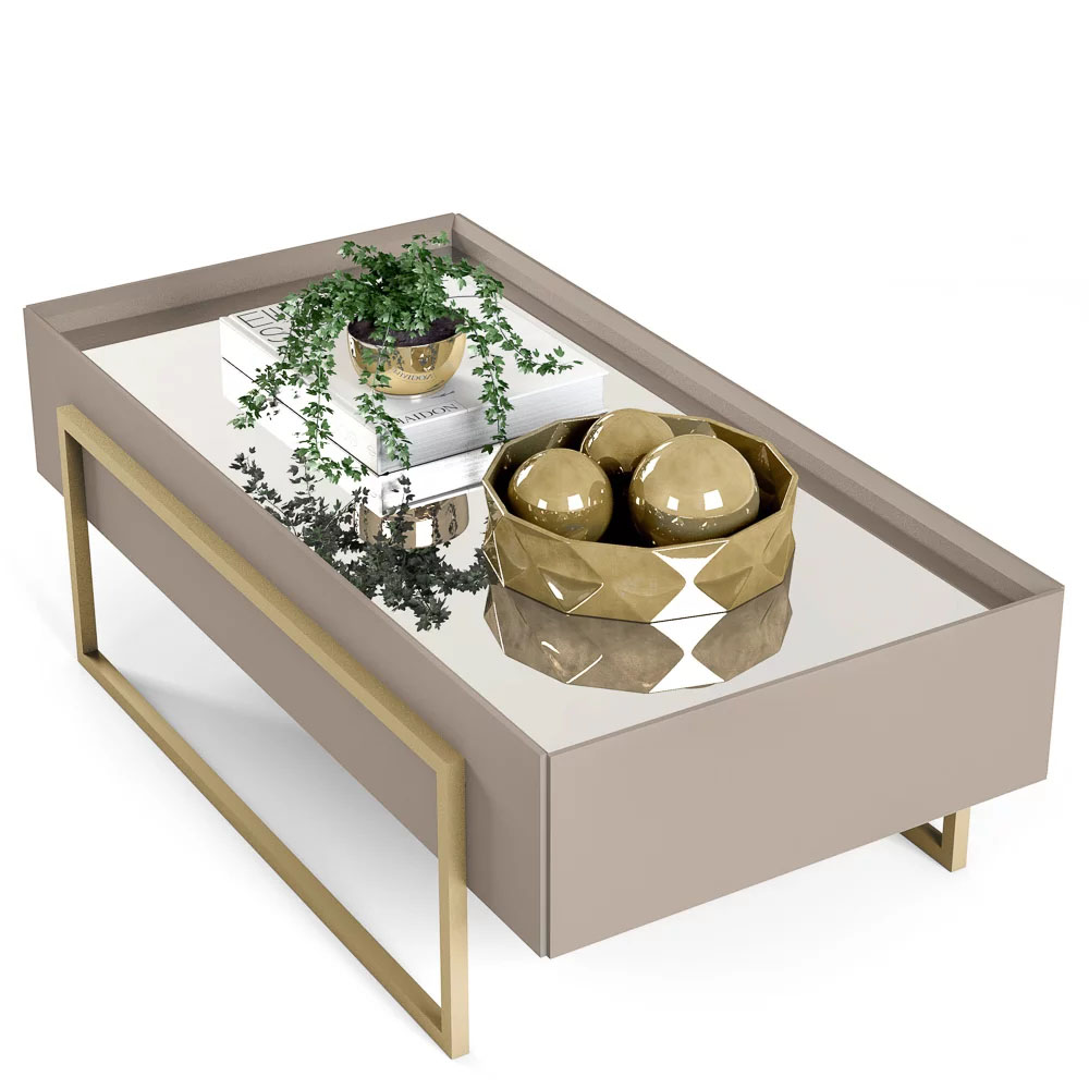 Mesa de Centro Espelhada para Sala de Estar Suri Amarula - DJ Móveis