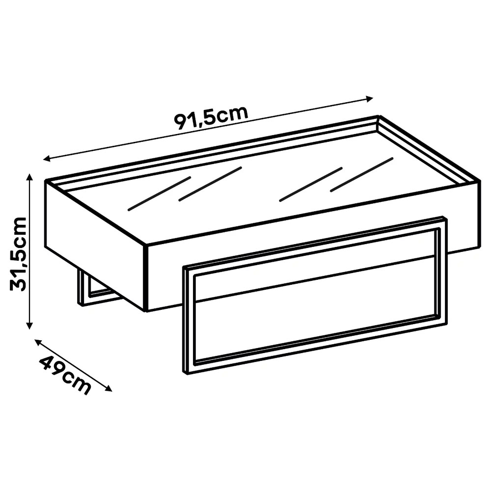 Mesa de Centro Espelhada para Sala de Estar Suri Creme - DJ Móveis