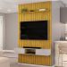 Painel Bancada Tv 60 Pol Ripado 240X144 cm Trento Cedro Bali Dj Moveis