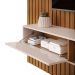 Painel Bancada Tv 60 Pol Ripado 240X144 cm Trento Freijo Off White Dj Moveis