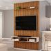 Painel Bancada Tv 60 Pol Ripado 240X144 cm Trento Freijo Off White Dj Moveis