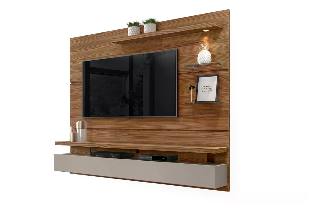 Painel Home Suspenso para TV Até 55 Polegadas Com LED Grécia - Carvalho Europeu/Amarula