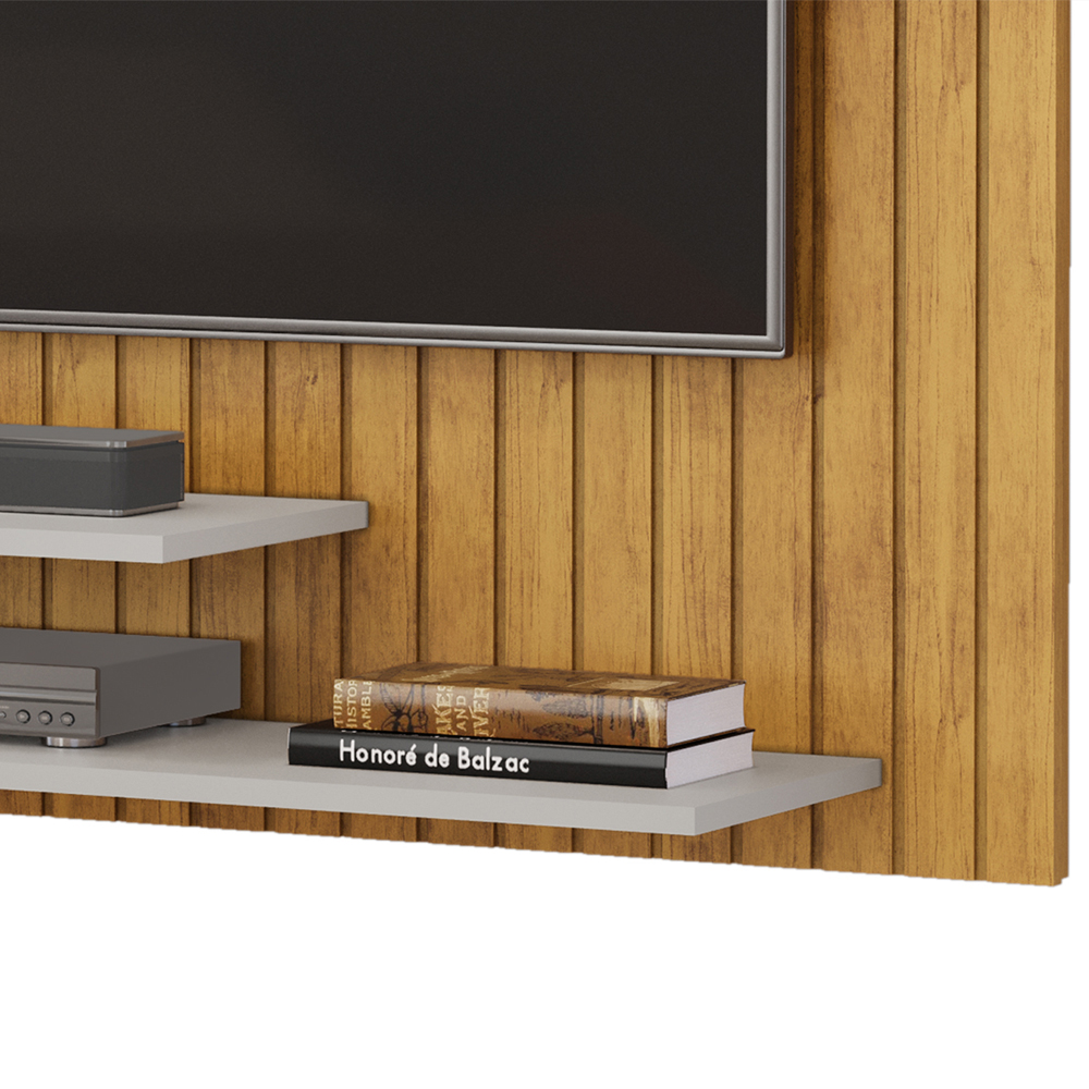 Painel Para Tv 55 Pol Ripado 134 cm Ripe Cedro Bali Dj Moveis