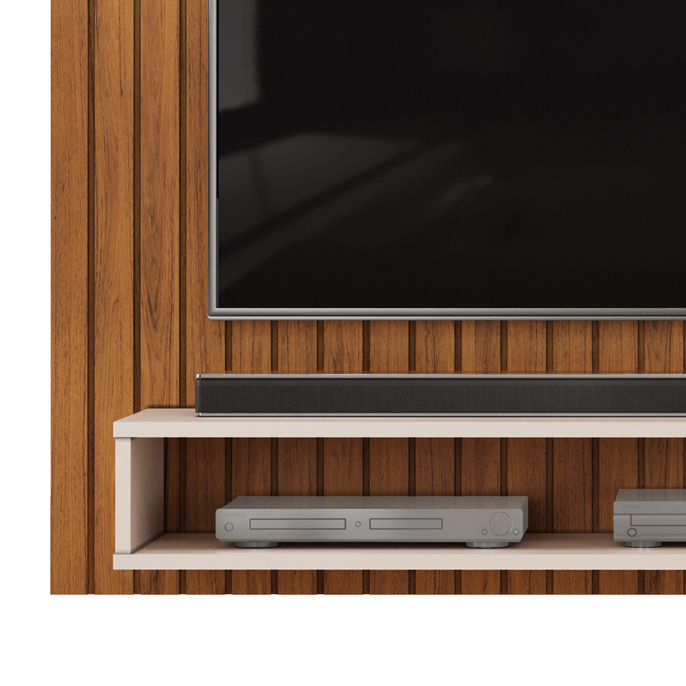 Painel Para Tv 55 Pol Ripado 134 cm Ripe Freijo Off White Dj Moveis