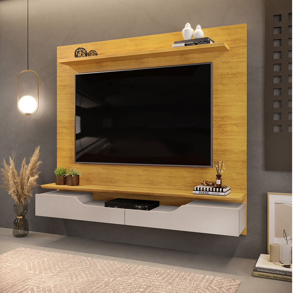 Painel Para Tv 60 Pol 2 Portas 160 cm Levi Cedro Bali Dj Moveis