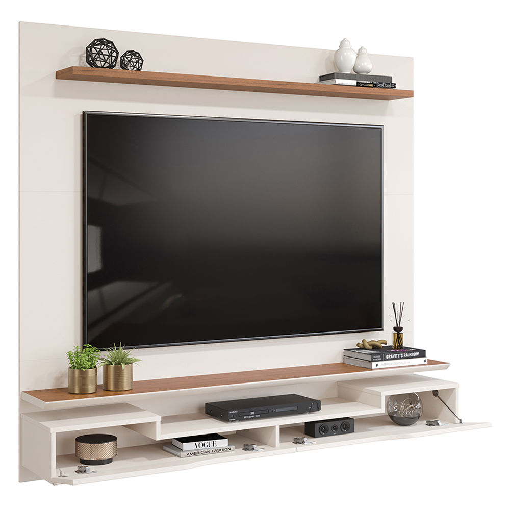 Painel Para Tv 60 Pol 2 Portas 160 cm Levi Off White Freijo Dj Moveis