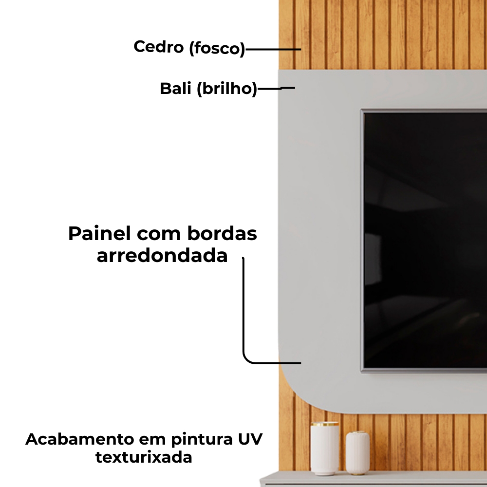 Painel Para Tv 65 Pol 1 Porta 150 cm Tom Cedro Bali Dj Moveis