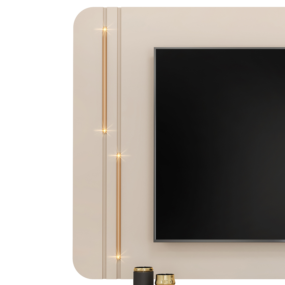 Painel Para Tv 75 Pol E Rack Bancada MDF Ariana Off White Dj Moveis