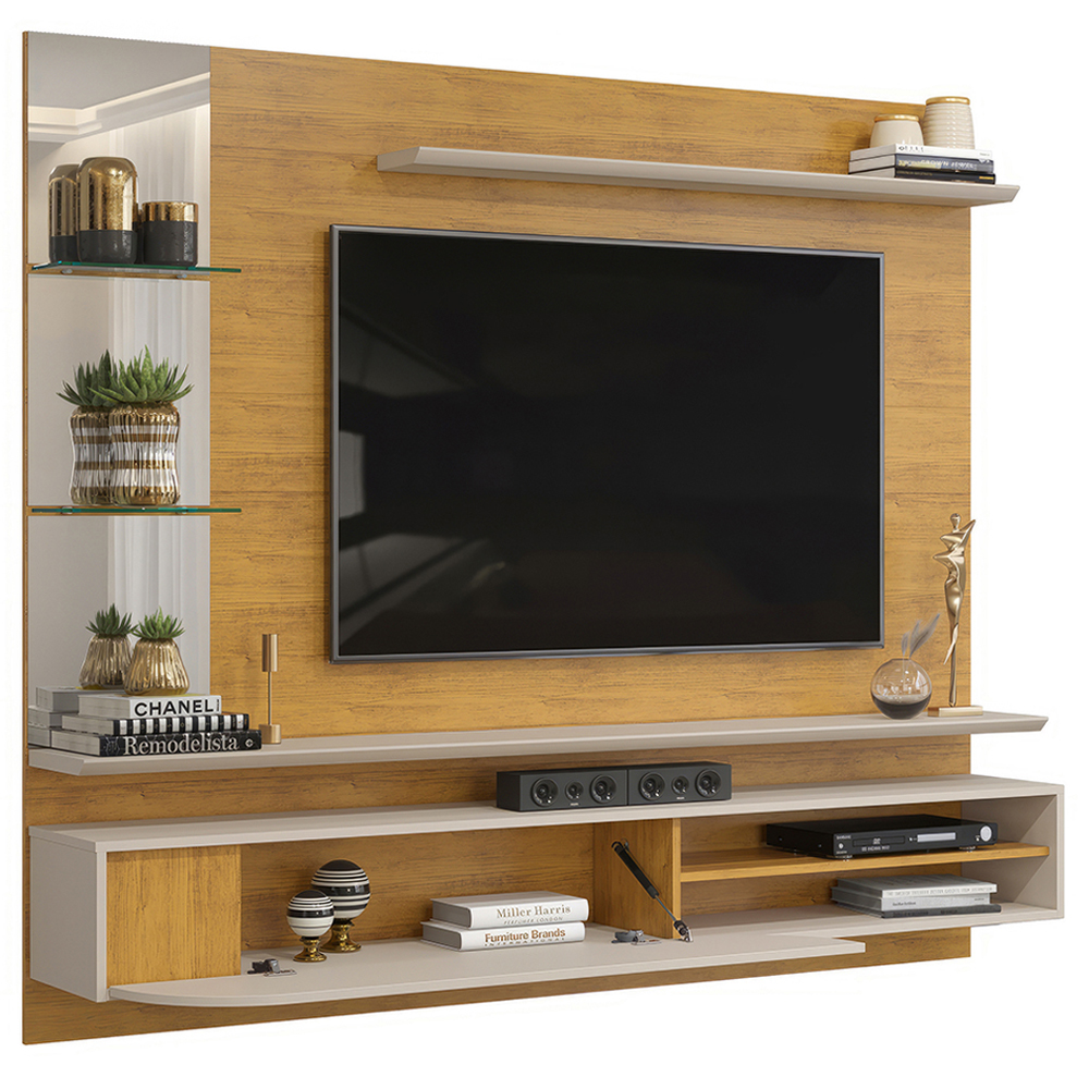 Painel Suspenso Tv 60 Pol 180 cm Ravi Cedro Bali Dj Moveis